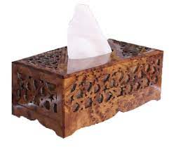 BOITE  MOUCHOIRS EN BOIS ARTISANAL